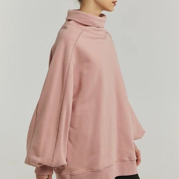 LIT Active Whisper Oversized Turtleneck Sweatshirt pink size M . B052-53 - Picture 2 of 8